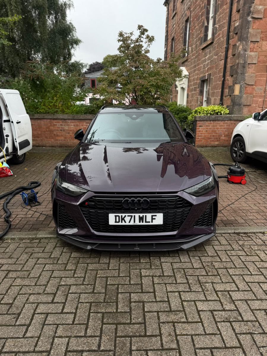 Merlin purple Audi RS6 front end gleaming after wash and protection