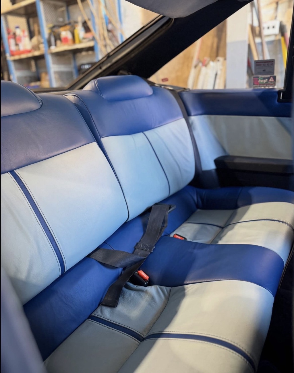 Revived leather interior of a classic car