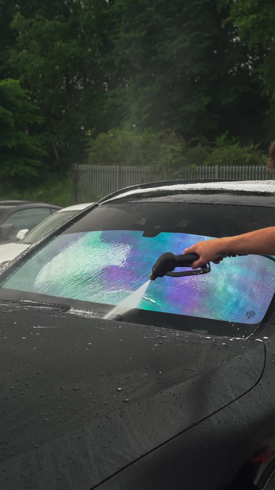 Windscreen being cleaned during a Rinse Revive detail in Falkirk