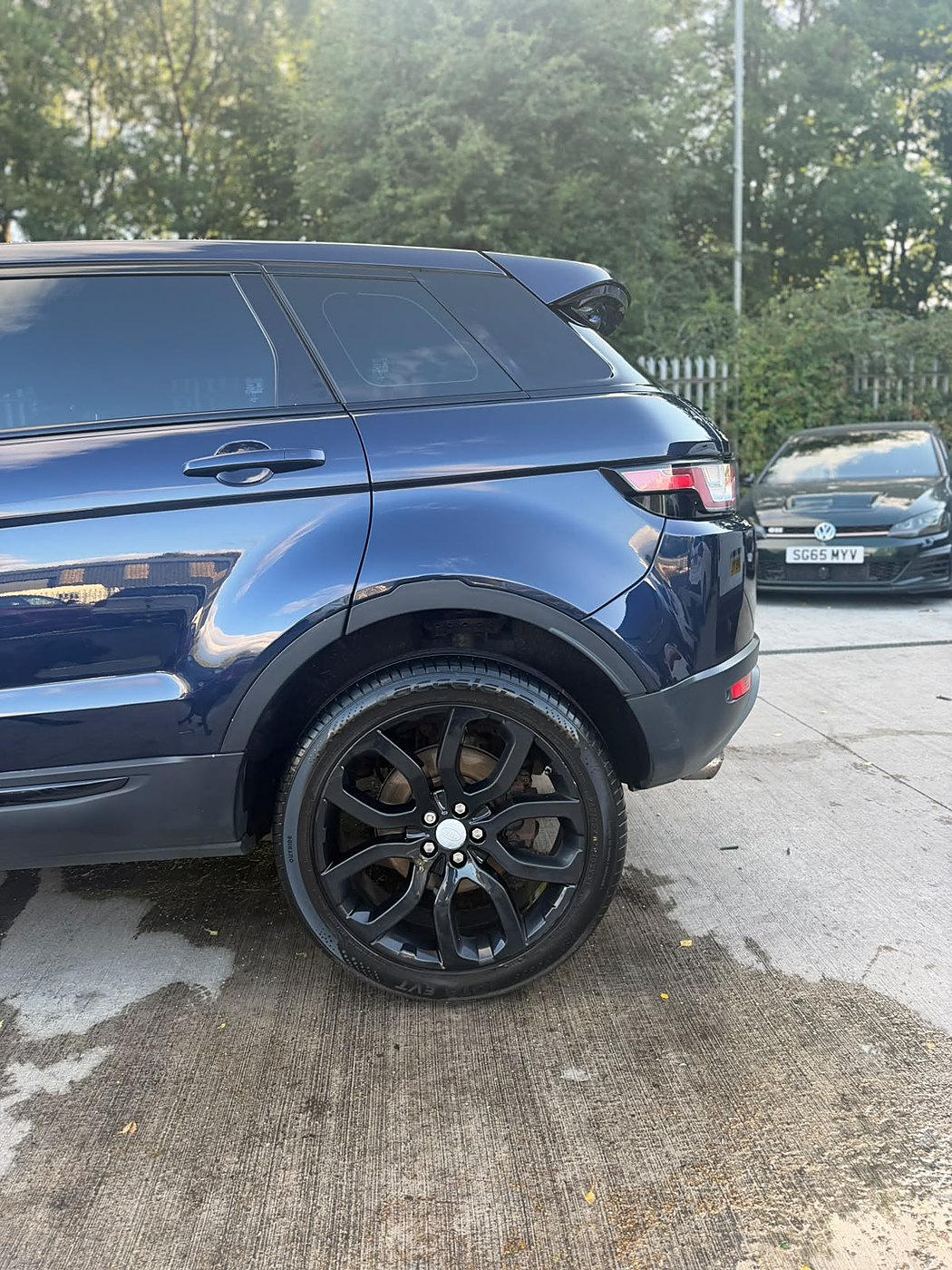 Blue Range Rover Evoque after a wash and protect detail